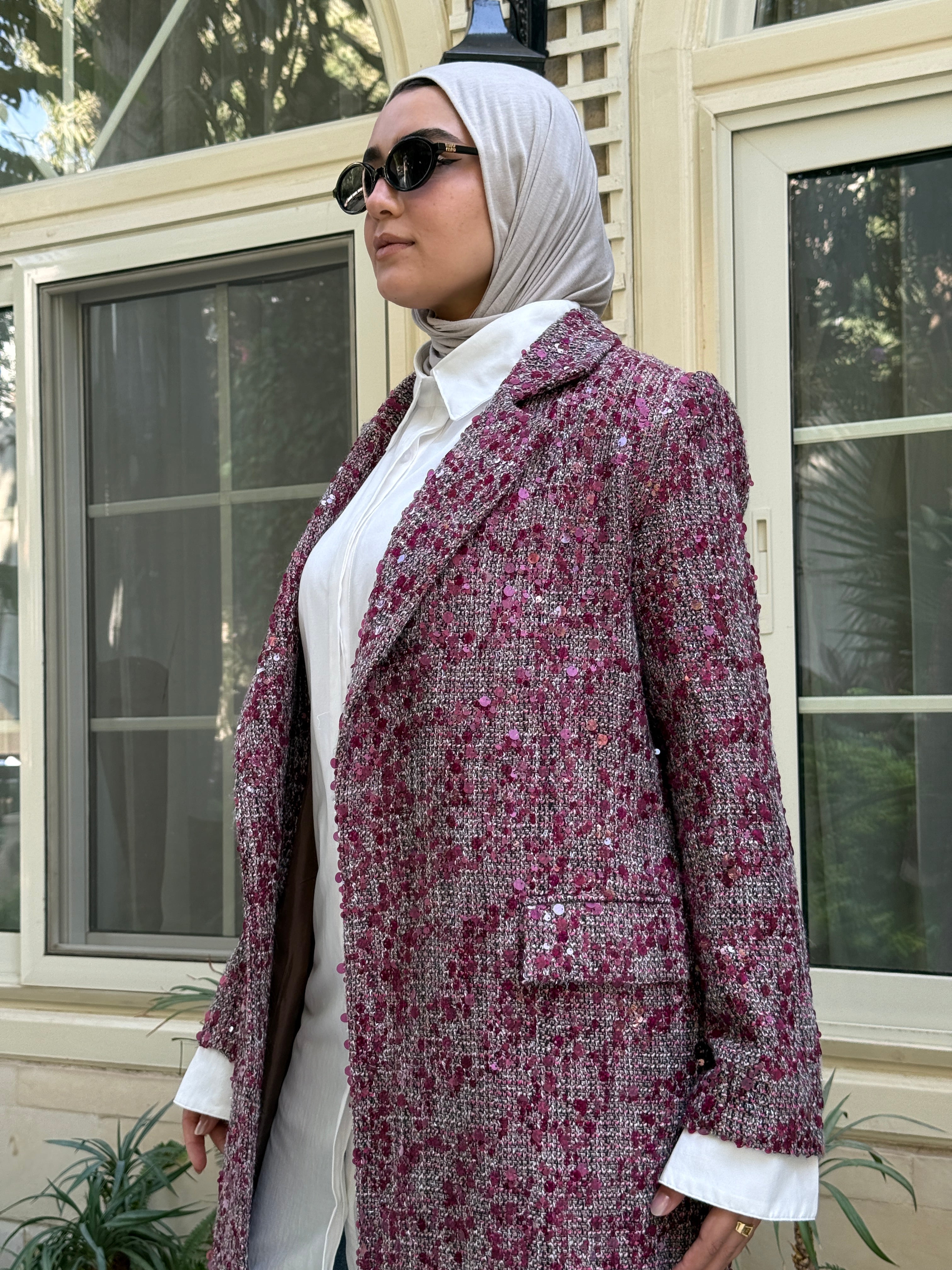 Sequins Coat - Fuchsia