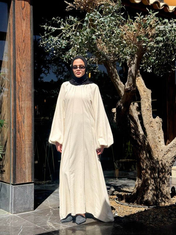 Tuck Detailed Dress - Beige