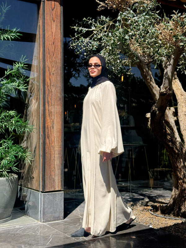 Tuck Detailed Dress - Beige