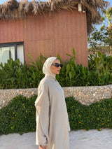 Double Layered Sleeves Shirt-Beige