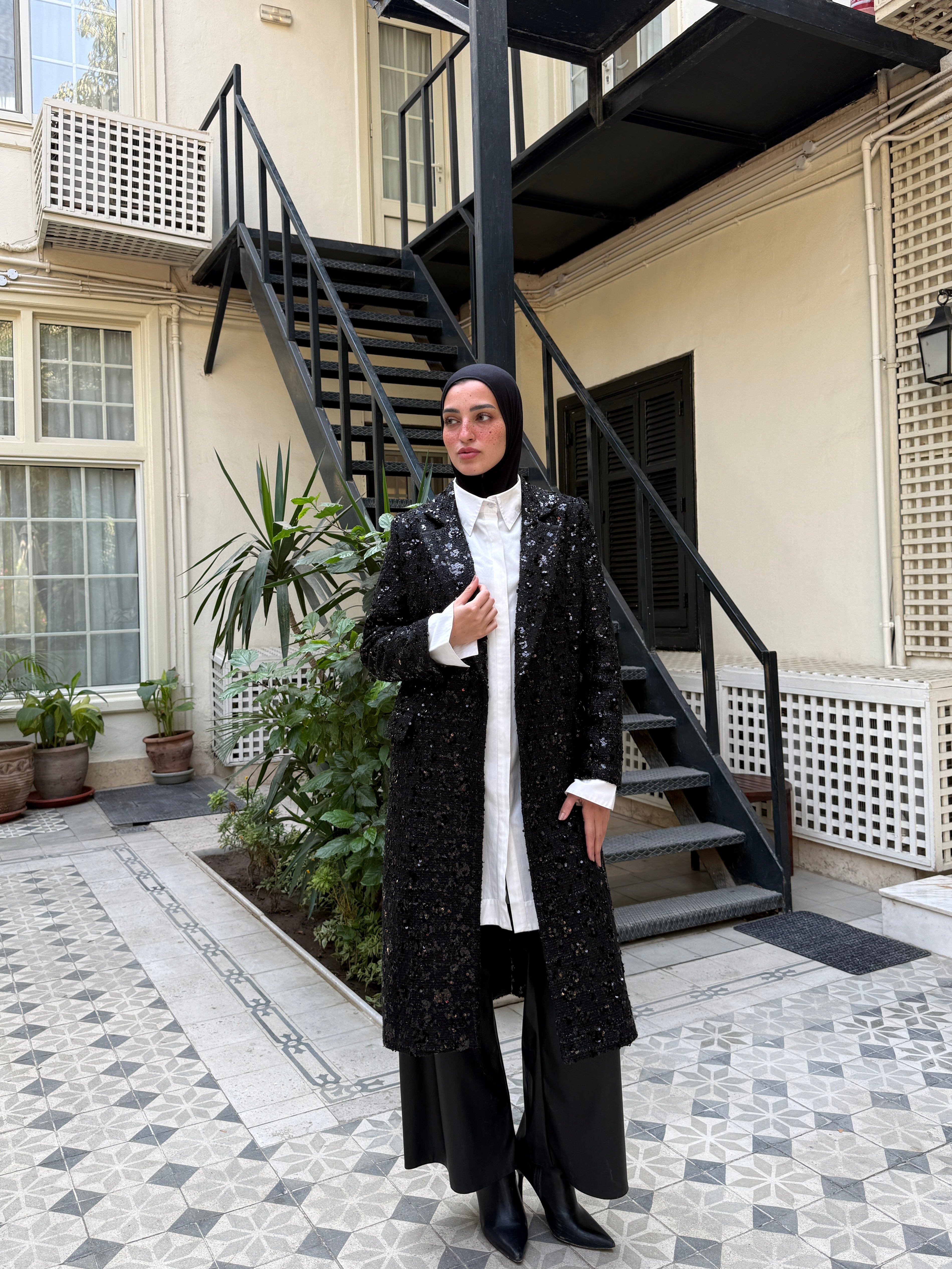 Sequins Coat - Black