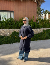 Double Layered Sleeves Shirt-Navy
