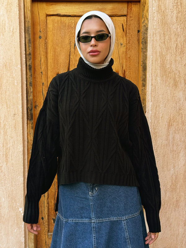 High-Low Pullover - Black