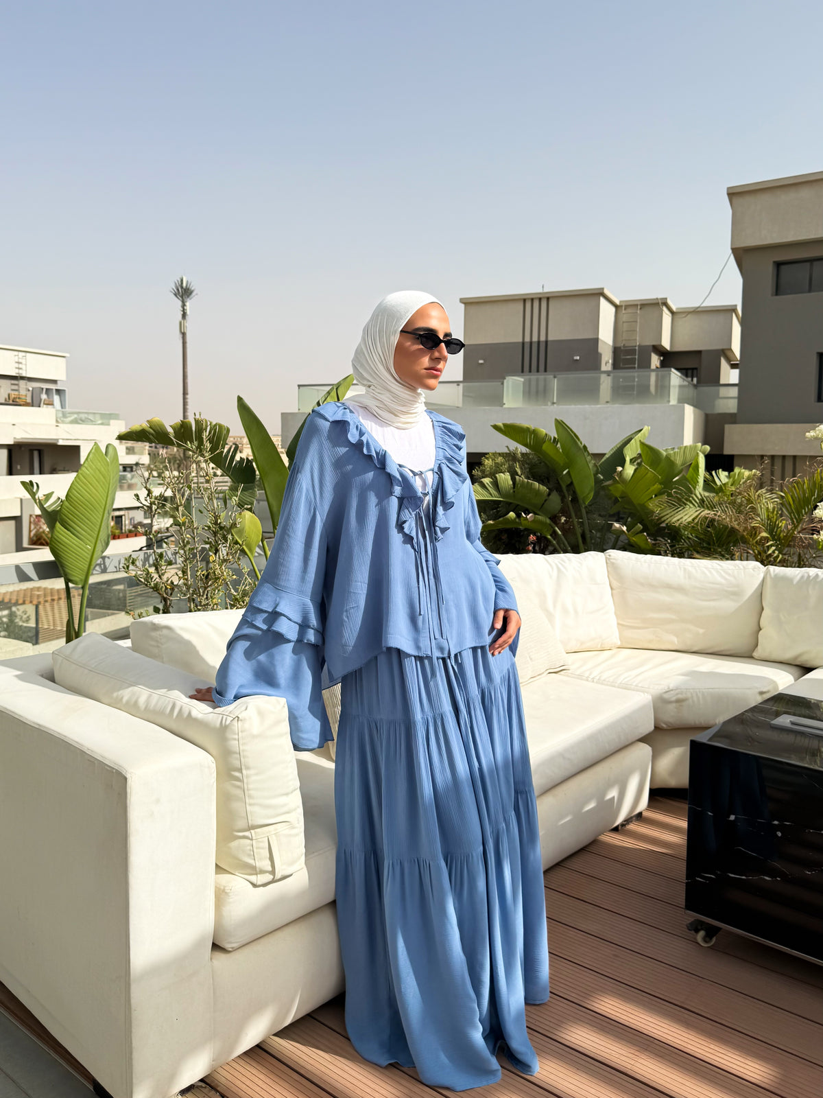 Colored Skirt With Tiers -Blue