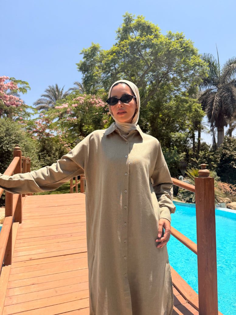 Linen Colored Shirt -Olive