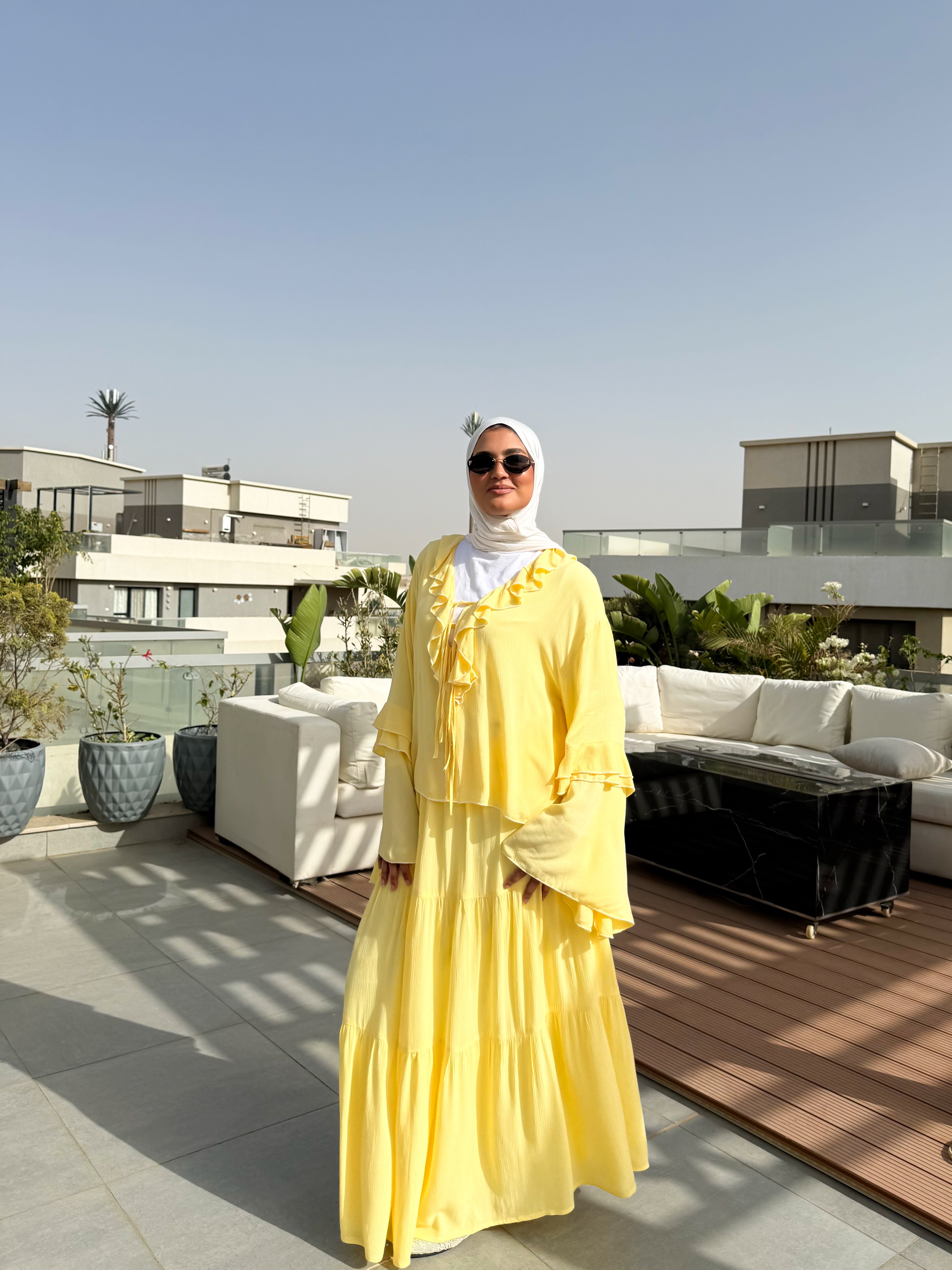 Colored Skirt With Tiers -Yellow