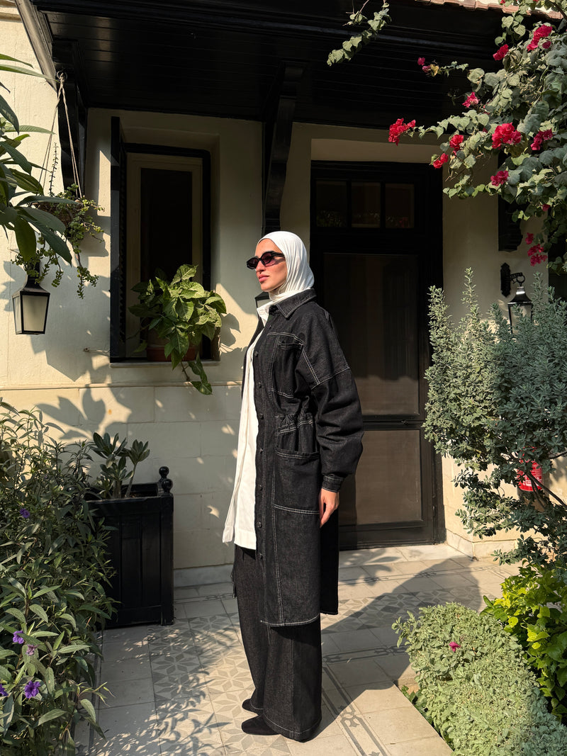 Raw Denim Pants - Black