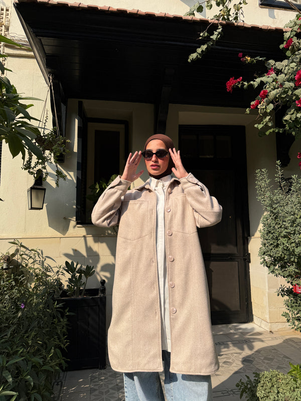 Felt Lined Shirt - Beige