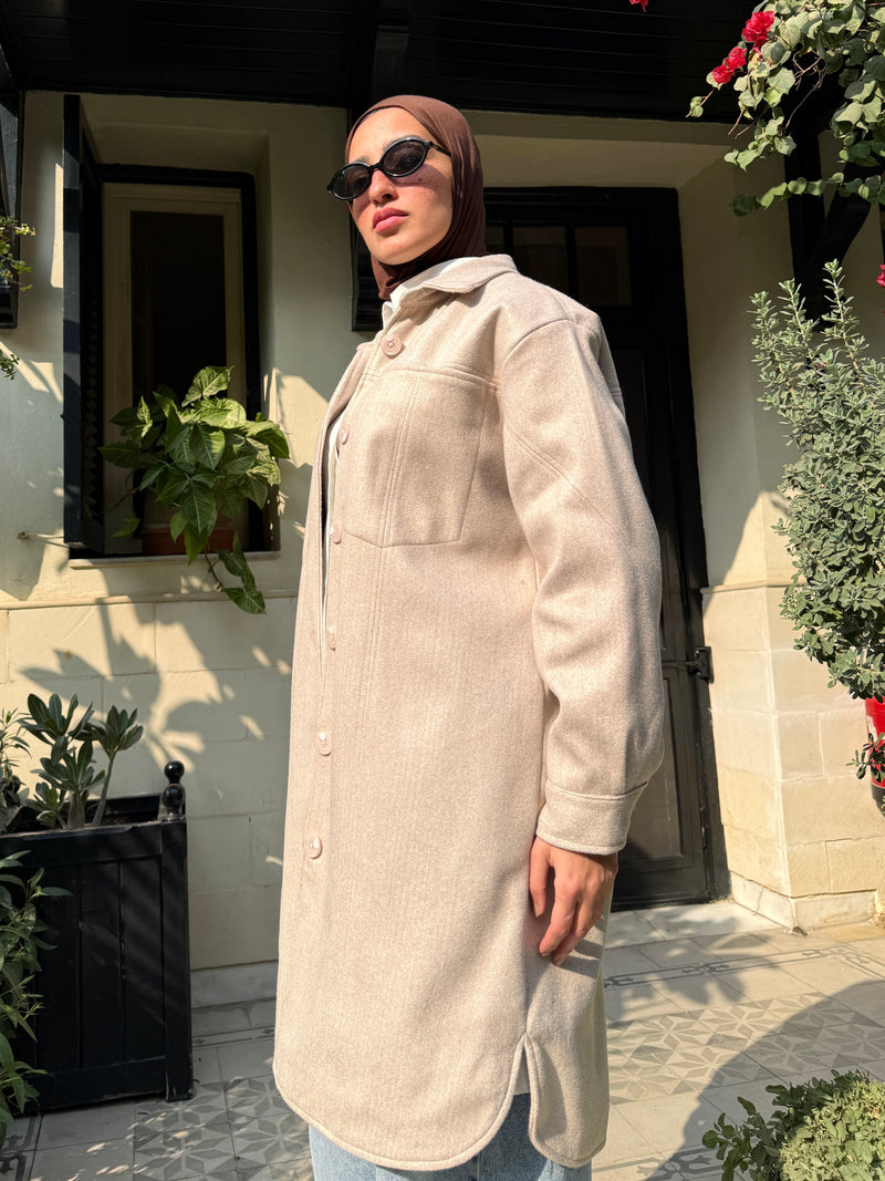 Felt Lined Shirt - Beige