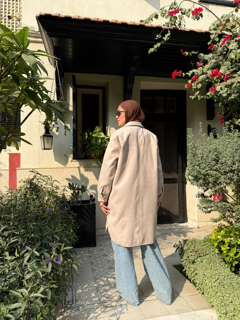 Felt Lined Shirt - Beige