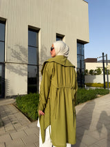 Drawstrings Linen Cardigan - Olive