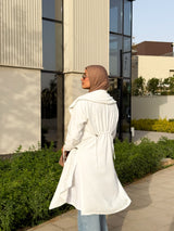 Drawstrings Linen Cardigan -White