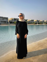 Linen Blouse With Bow - Black