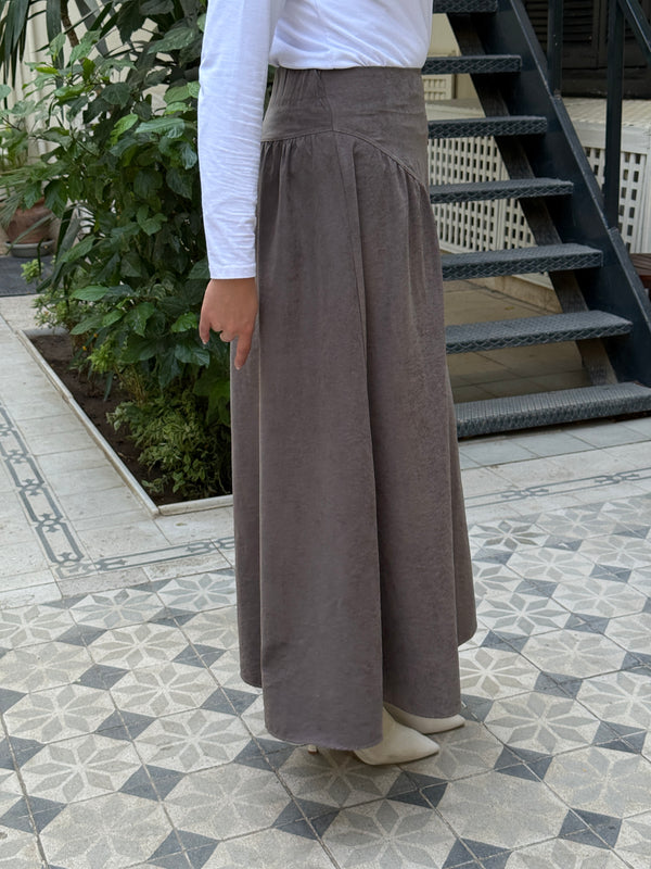 Flared Suede Skirt - Cafe