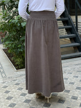 Flared Suede Skirt - Cafe