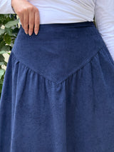 Flared Suede Skirt - Dark Blue