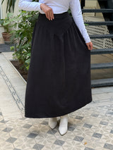 Flared Suede Skirt - Black