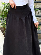 Flared Suede Skirt - Black