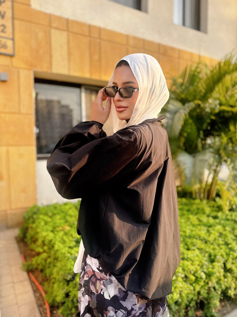 Cropped Balloon Shirt - Black