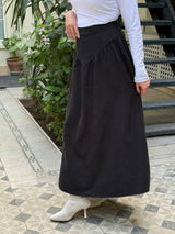 Flared Suede Skirt - Black