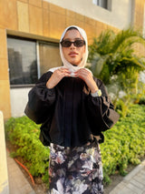 Cropped Balloon Shirt - Black