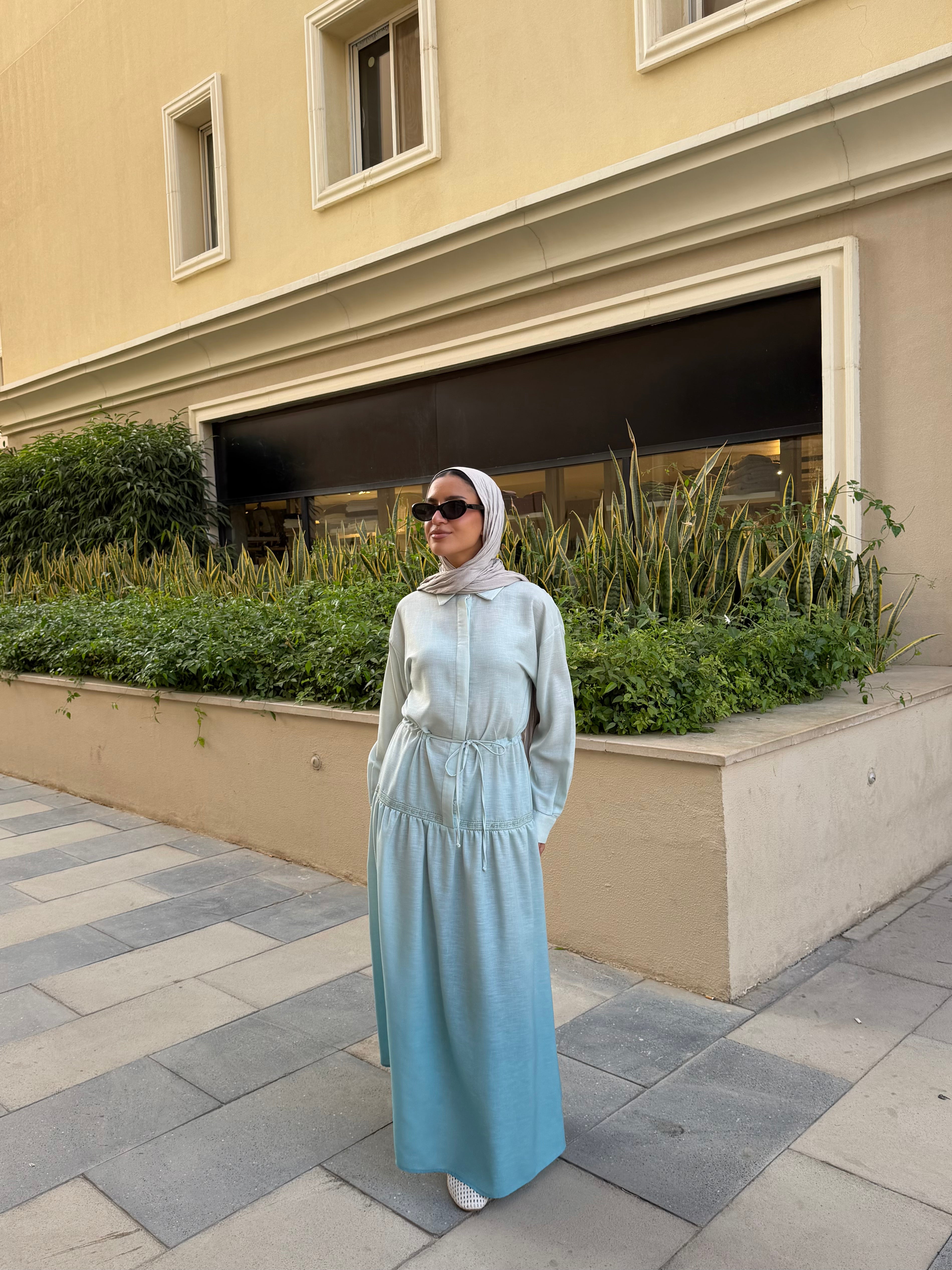 Gradient Embroidery Dress - Mint