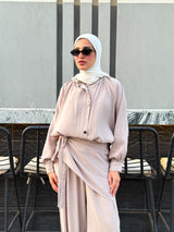 Balloon Pants With Extension -Beige