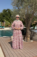 Chiffon Tiered Dress-Dark Red