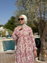 Chiffon Tiered Dress-Dark Red