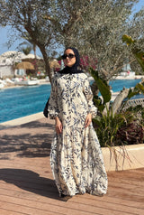 Chiffon Tiered Dress-Blue*Beige