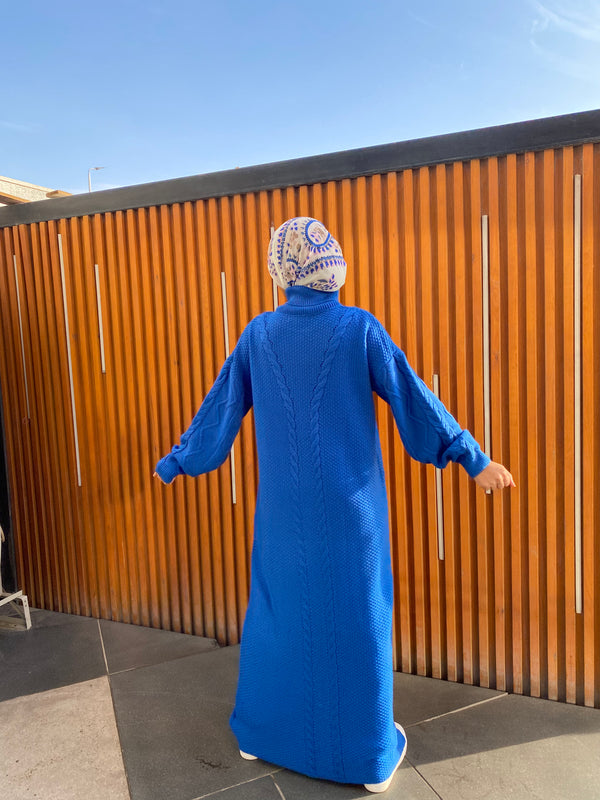 Double Braided knit Dress-Blue