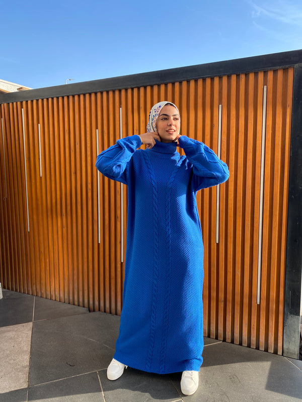 Double Braided knit Dress-Blue