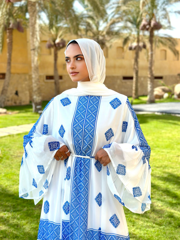 Tasseled Chiffon Dress-Blue
