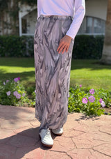 Accordion Printed Skirt-Grey