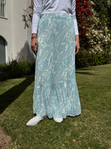 Accordion Printed Skirt-Light Blue
