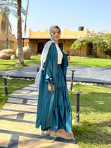 Tiered Satin Skirt-Teal