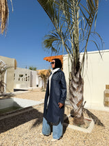 Lined Leather Shirt - Dark Blue