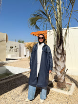 Lined Leather Shirt - Dark Blue