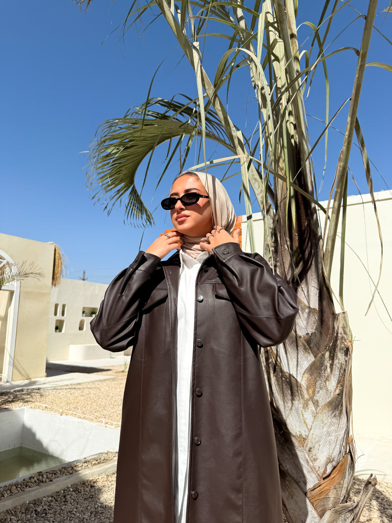 Lined Leather Shirt - Brown