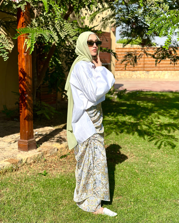 Puffy Sleeves Poplin Shirt-White