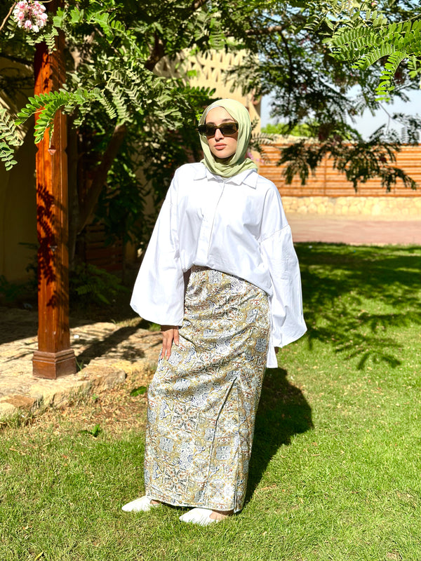 Puffy Sleeves Poplin Shirt-White