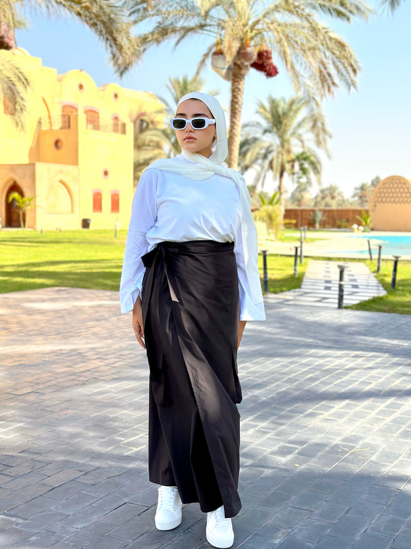 Cargo Wrap Skirt-Black
