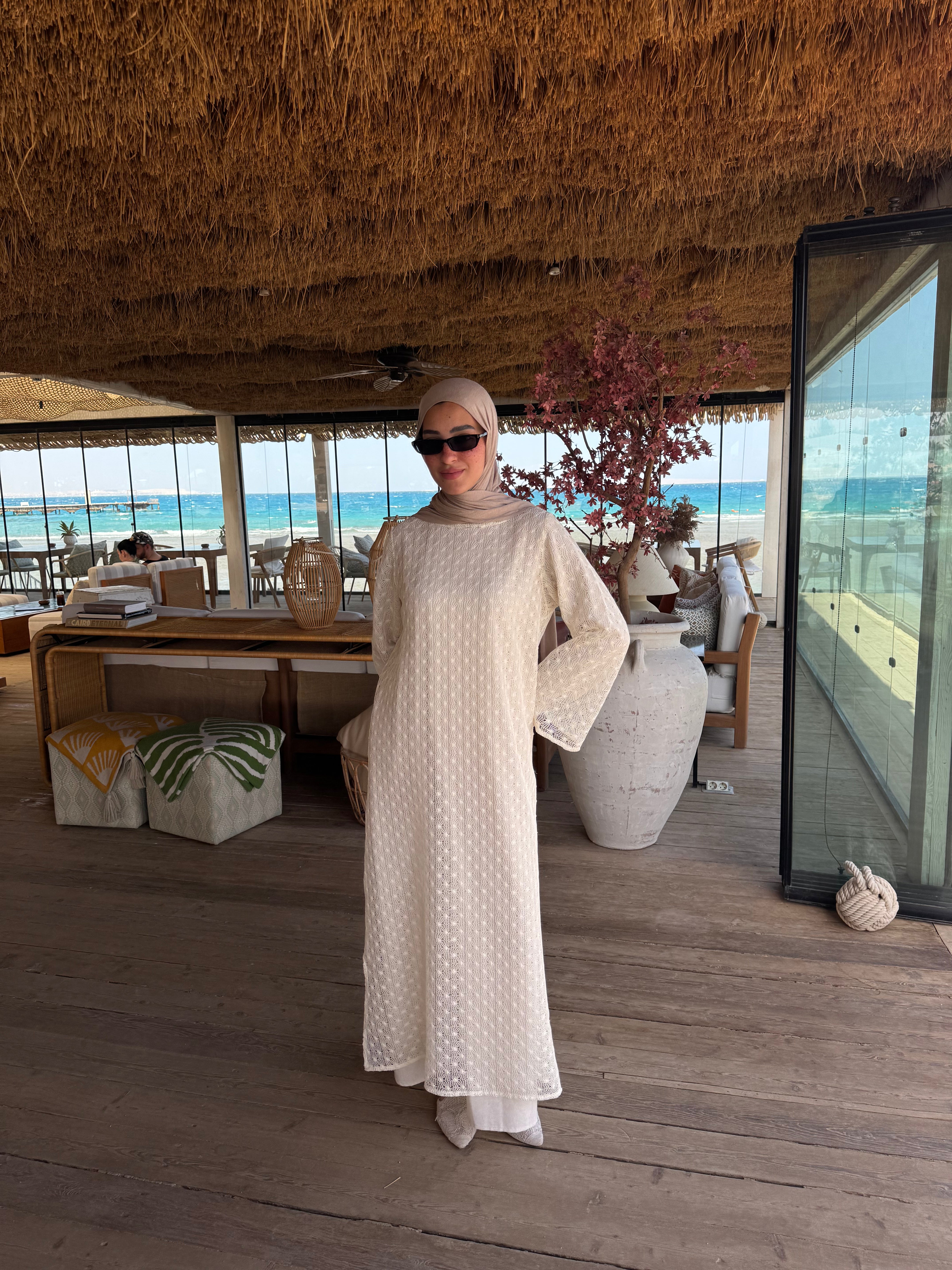 Mesh Beach Dress-Offwhite