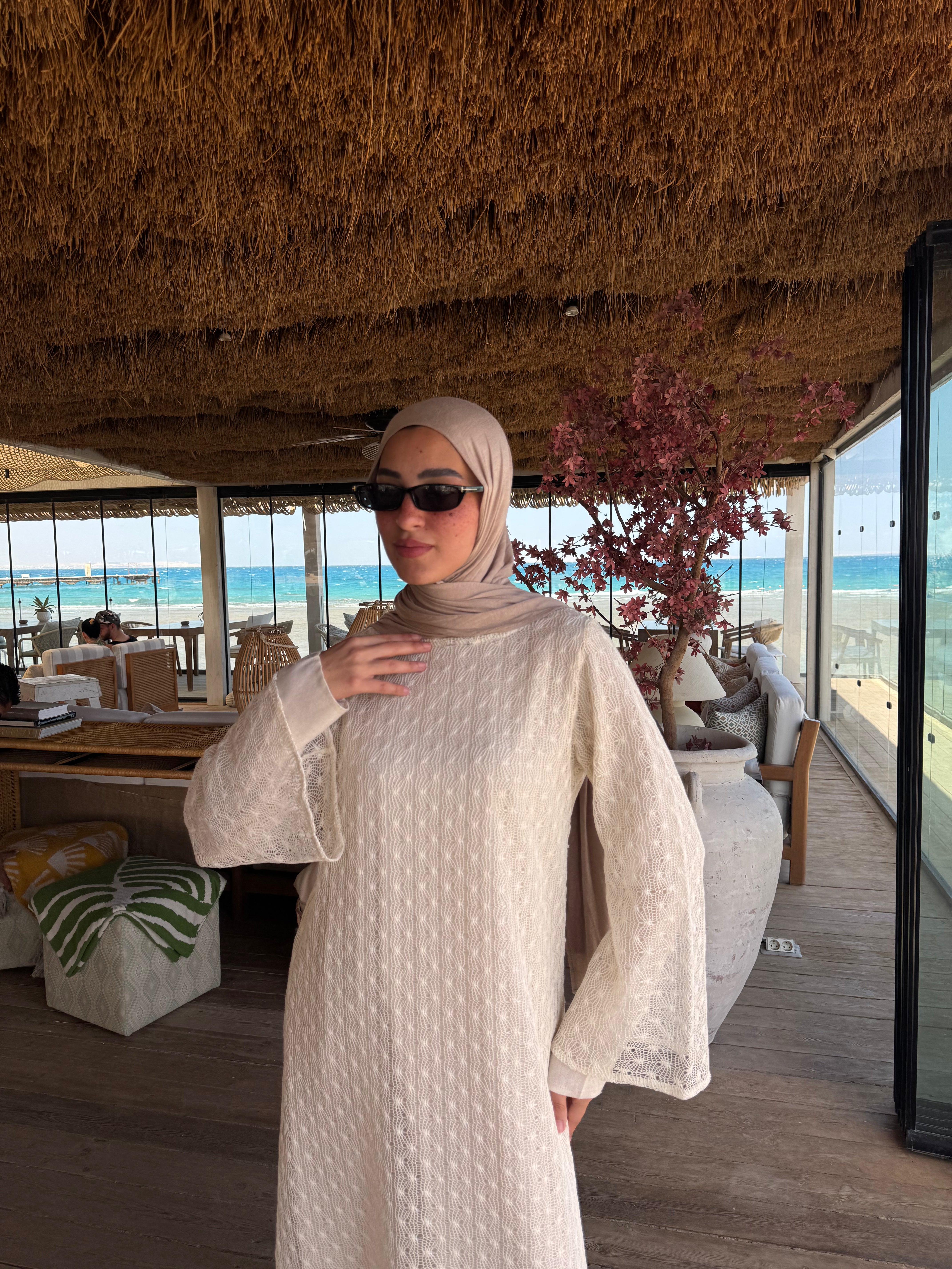 Mesh Beach Dress-Offwhite