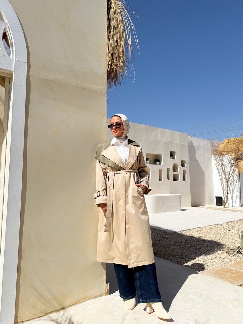 Two-tones Coat - Beige