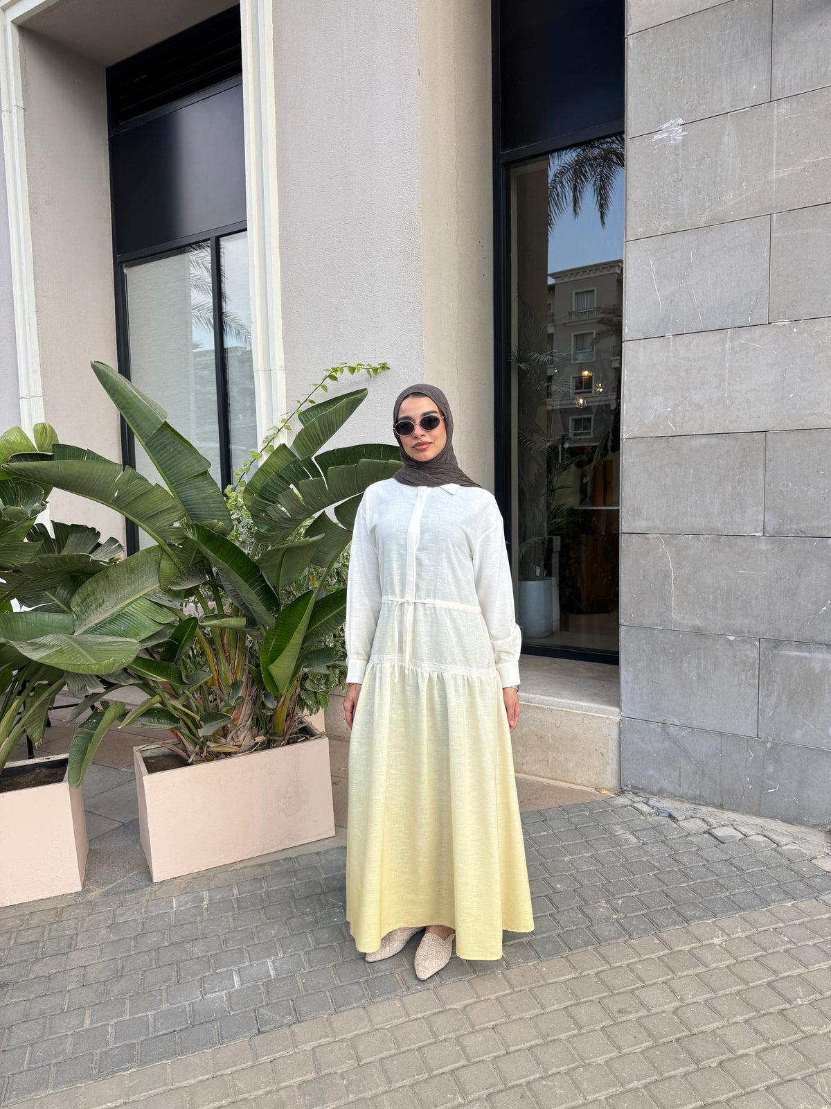 Gradient Embroidery Dress - Yellow