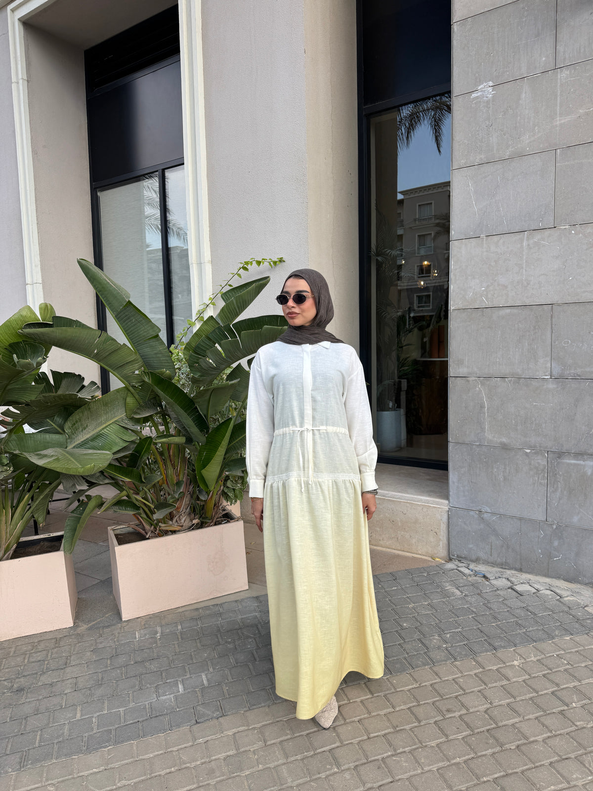 Gradient Embroidery Dress - Yellow