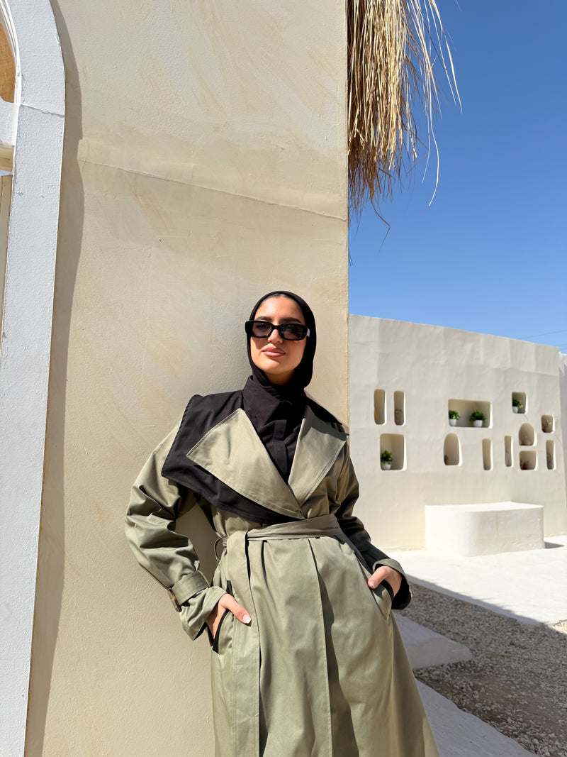 Two-tones Coat - Olive