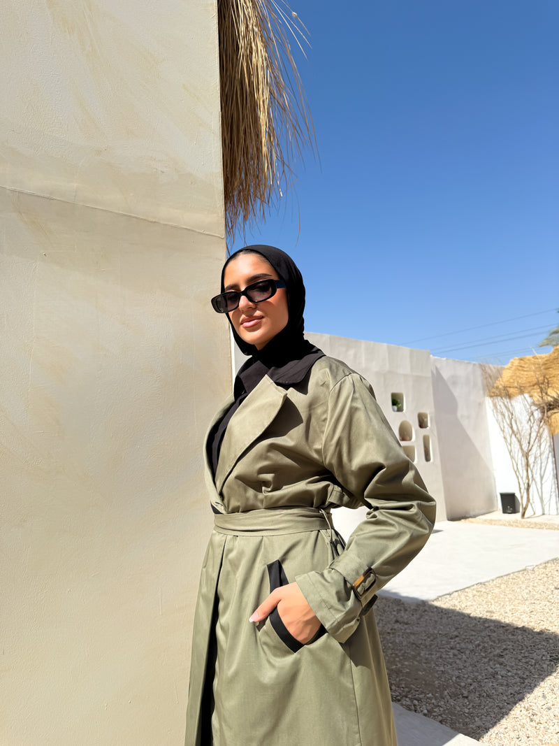 Two-tones Coat - Olive