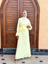 Evening Pleated Satin Dress-Yellow (available only at stores)